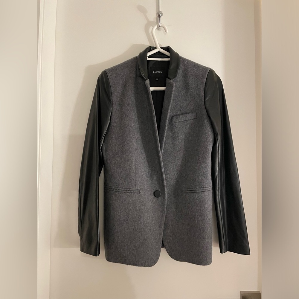 Aritzia Babaton Fred Wool Leather Blazer Size 6